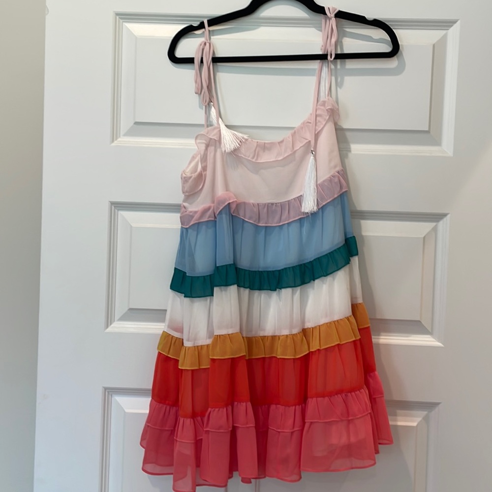 Hazel & Olive rainbow tiered dress NWOT